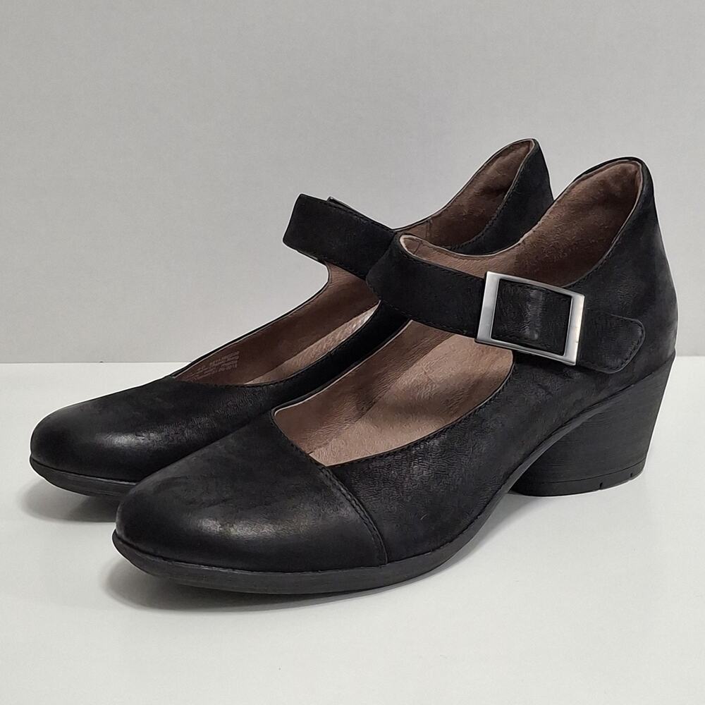 Dansko Women's MaryJane Heels Black Leather Size EU 40 / US 9.5 / 10.0